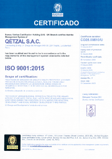 Certificado QETZAL ISO 90012015